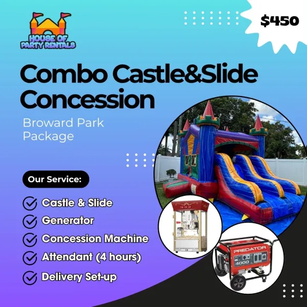 Combo Castle & Slide + Concession – Broward Park Package