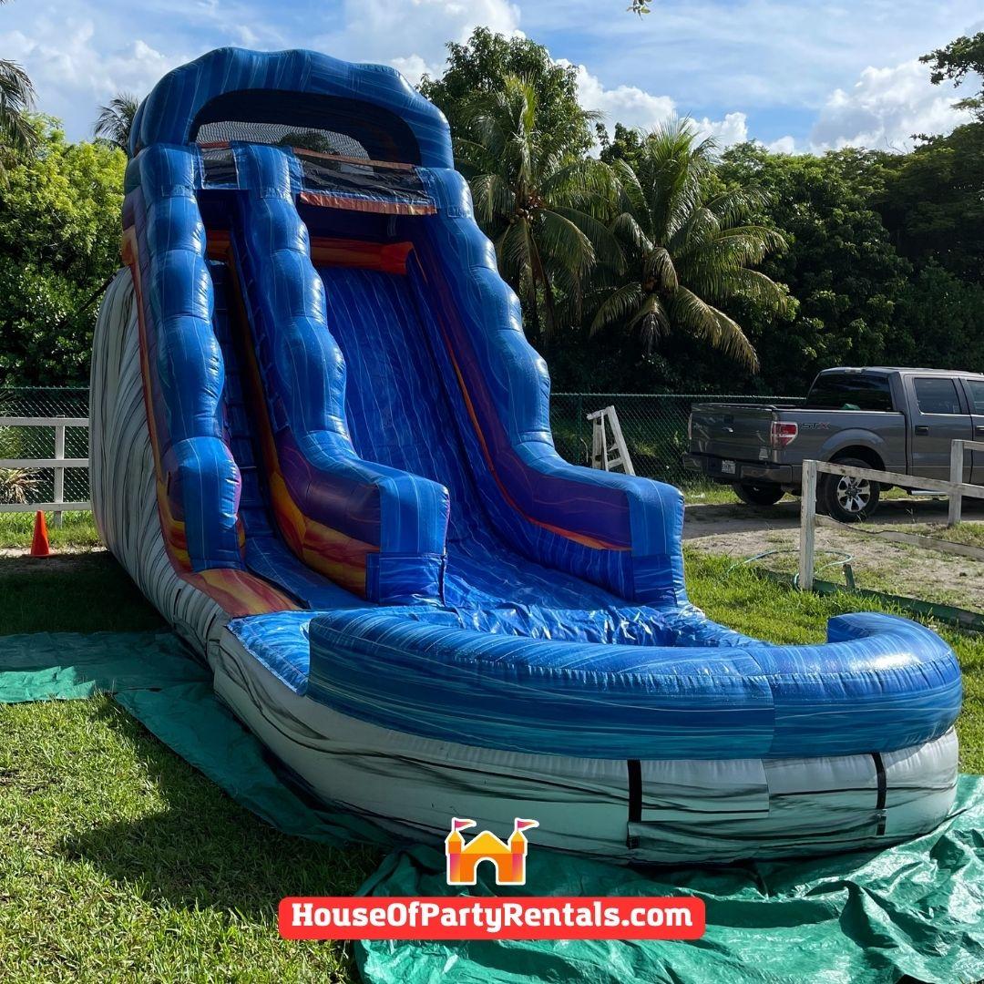 Rent a 18FT Blue Waterslide HouseOfPartyRentals